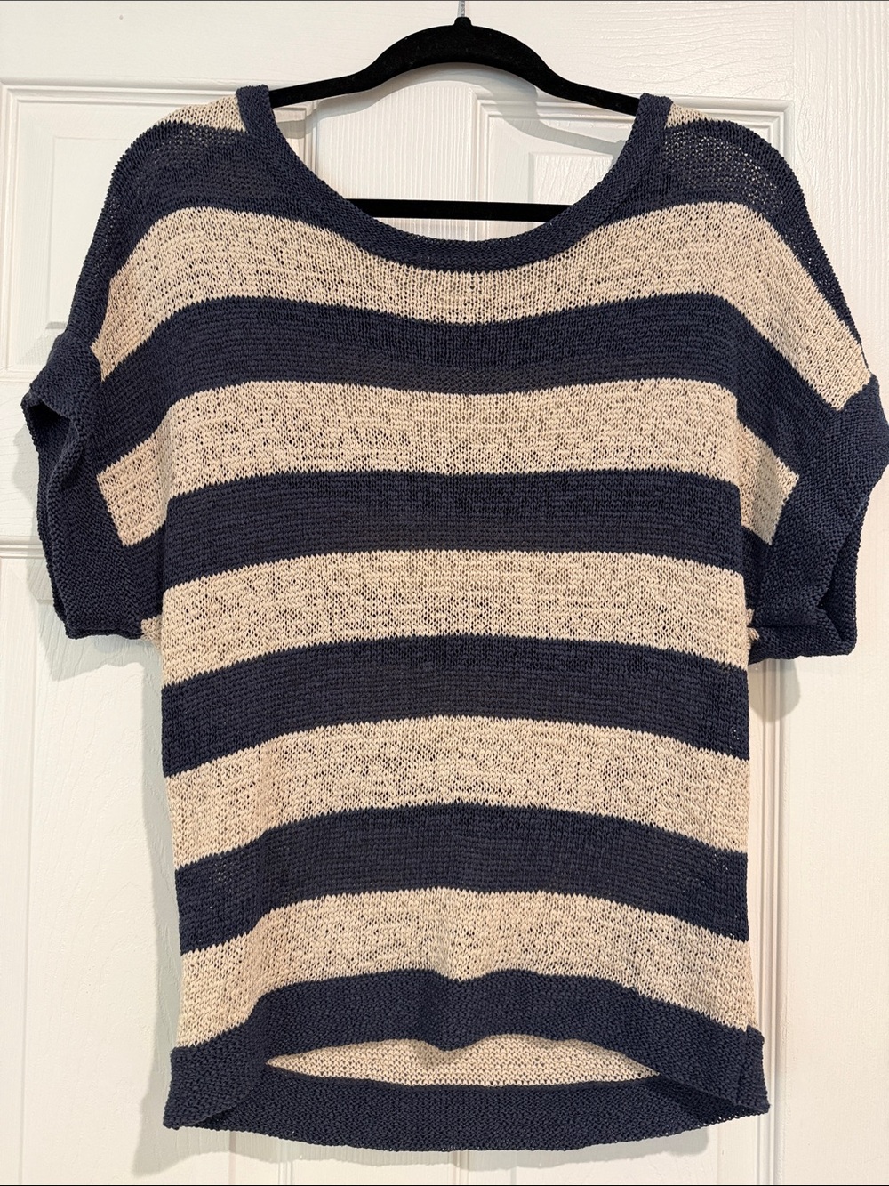 WD.NY Navy and Cream Striped Knit Top